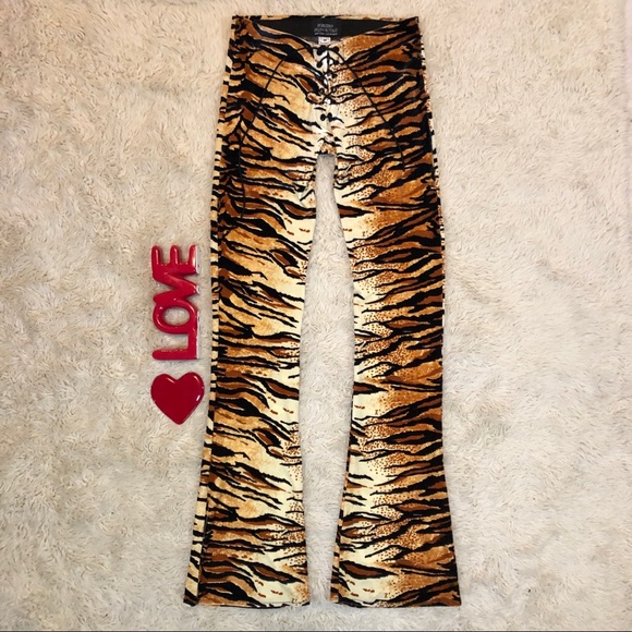 DEVIATIONS DRESS IN PEACE Pants - Glam Rock & Roll Velvet Tiger Bellbottom Pants
